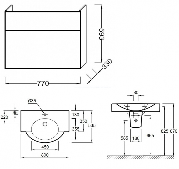 Тумба под раковину Jacob Delafon Presquile 80
