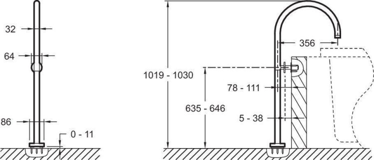 Излив для ванны Jacob Delafon Purist E8359-CP