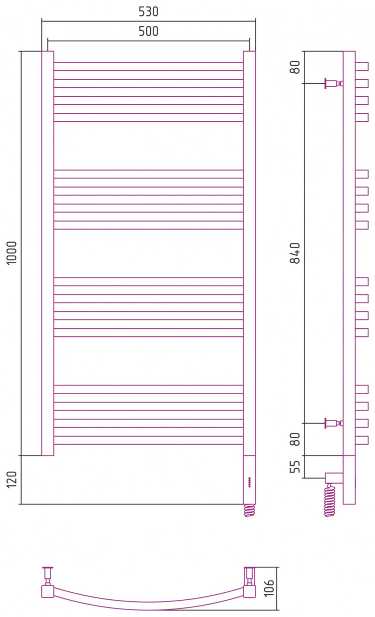 Полотенцесушитель электрический Сунержа Аркус 3.0 1000х500 МЭМ правый Белый