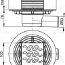 Сливной трап 105×105/50 мм боковой сток, решетка из нержавеющей стали, гидрозатвор мокрый Alcadrain APV102