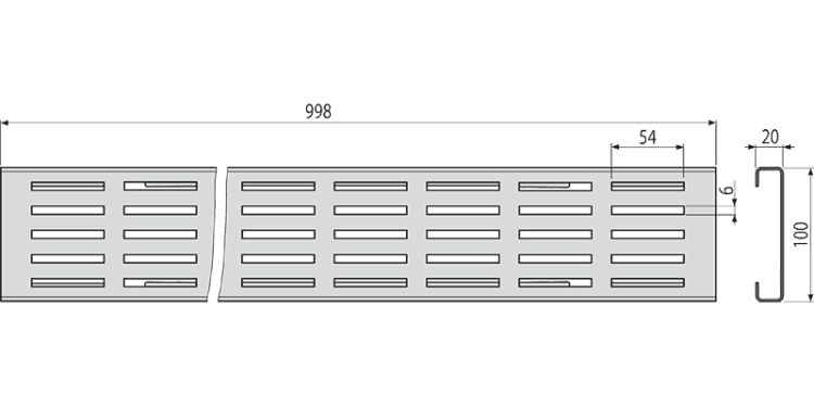 Решетка для дренажного желоба 100 мм, нержавеющая сталь Alcadrain ADZ-R321