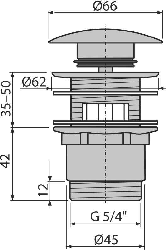 Донный клапан сифона для умывальника CLICK/CLACK 5/4