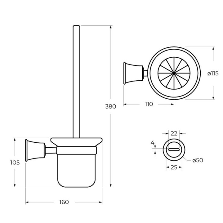 Щетка для унитаза подвесная Cezares CZR-F-8990