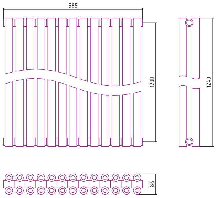 Отопительный радиатор Сунержа Эстет-00 1200х585 13 секций Состаренная латунь