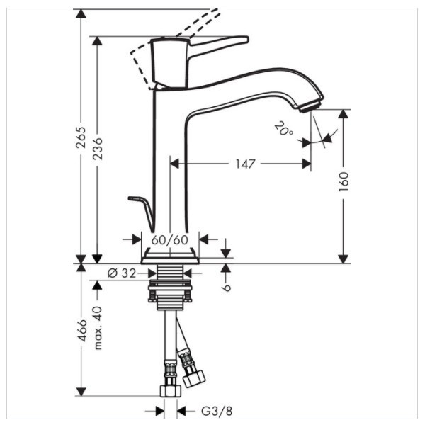 Смеситель для раковины Hansgrohe Metropol Classic 31302000