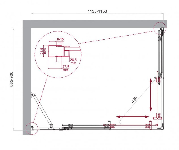 Душевой уголок BELBAGNO LUCE-AH-21 BelBagno LUCE-AH-21-100/80-C-Cr