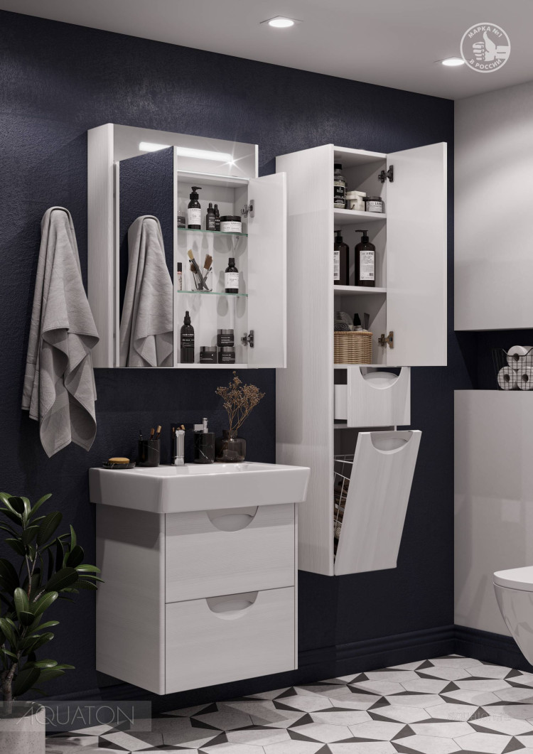 Шкаф - колонна AQUATON Сильва правый дуб полярный 1A215603SIW7R