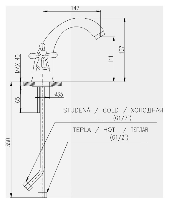 Смеситель для раковины Rav Slezak Morava retro MK428.5SM