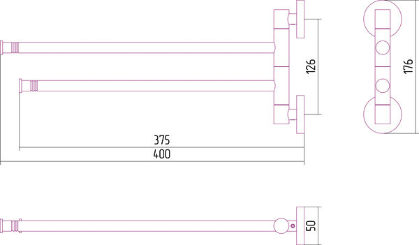 Полотенцедержатель Сунержа ВЕЕР-2 поворотный / L 400 Хамелеон