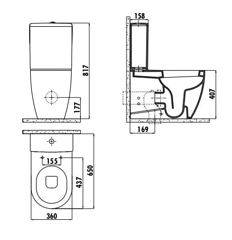 CREAVIT FREE Унитаз к стене с биде