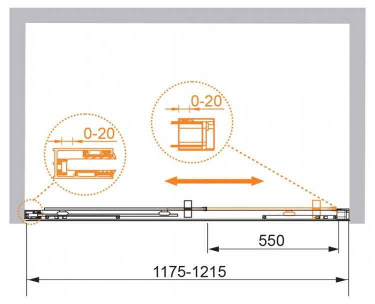 Душевая дверь в нишу PREMIER-SOFT-W-BF-1 Cezares PREMIER-SOFT-W-BF-1-140-C-Cr-IV