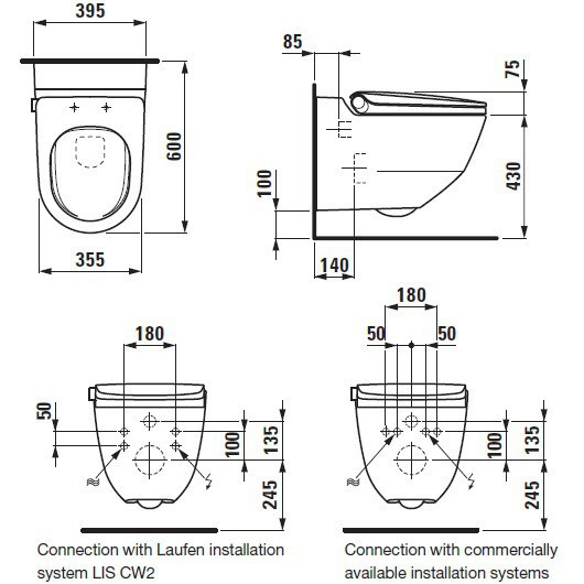 Унитаз биде Laufen Cleanet Riva Rimless 8.2069.1 подвесной