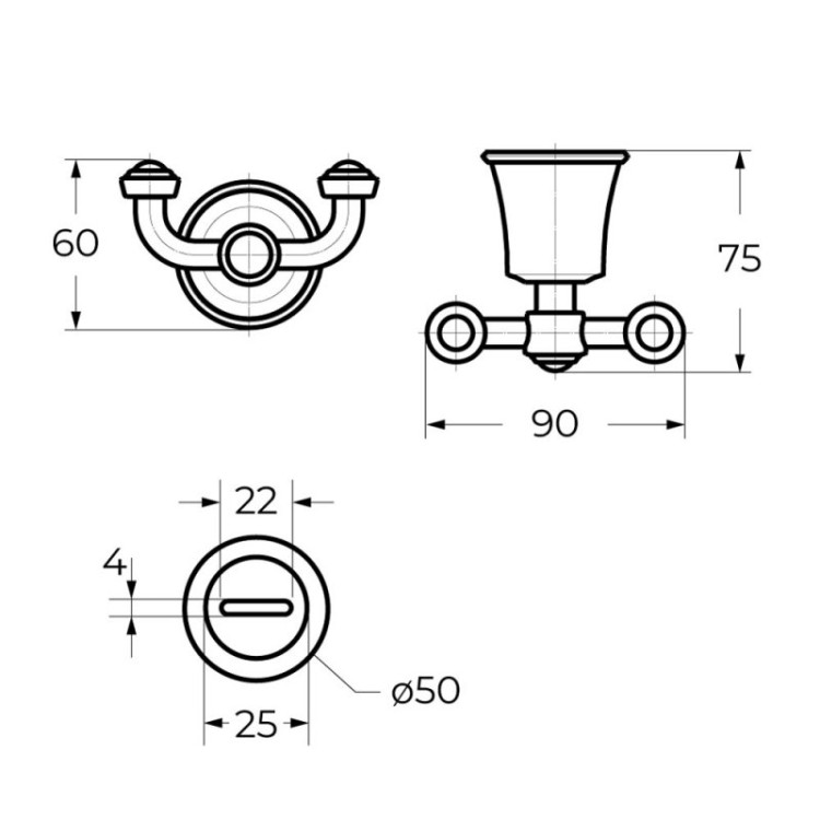 Крючок двойной подвесной ART&MAX CZR-F-8988-BORO1