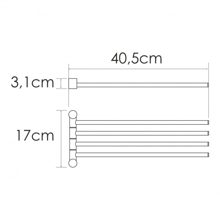 WasserKRAFT NEW K-1034NICKEL Держатель полотенец четверной