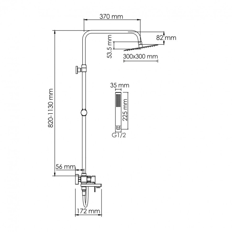 WasserKRAFT A177.118.103.087.CH Душевой комплект со смесителем
