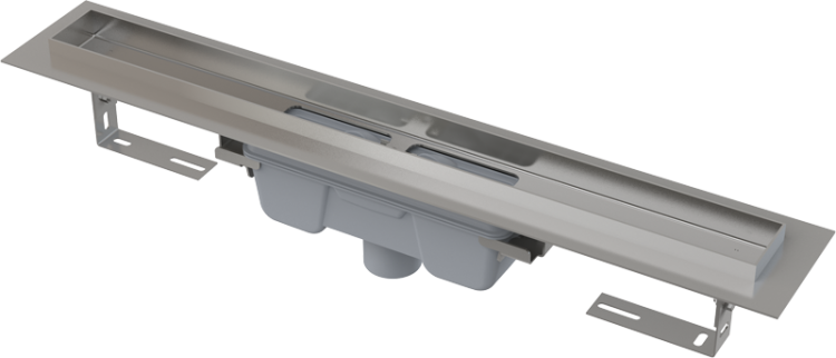 Водоотводящий желоб с порогами для цельной решетки, вертикальный сток Alcadrain APZ1006 Professional