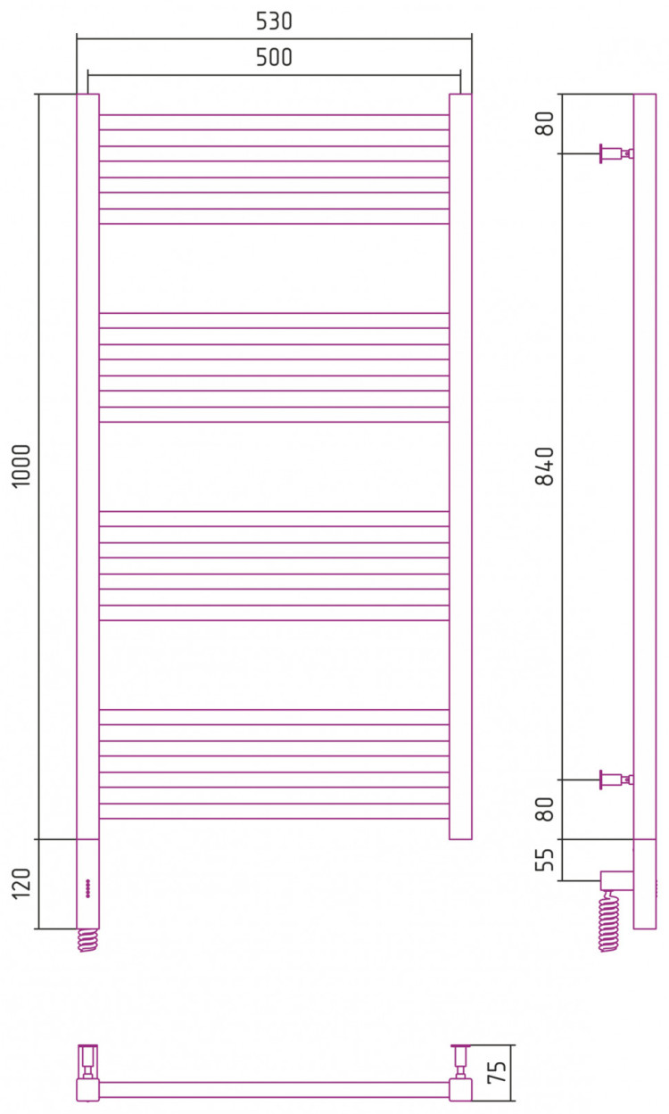 Полотенцесушитель электрический Сунержа Модус 3.0 1000х500 МЭМ левый Матовое золото