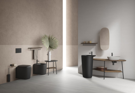 Подвесной безободковый унитаз Plural Rim-Ex, цвет Матовый Черный