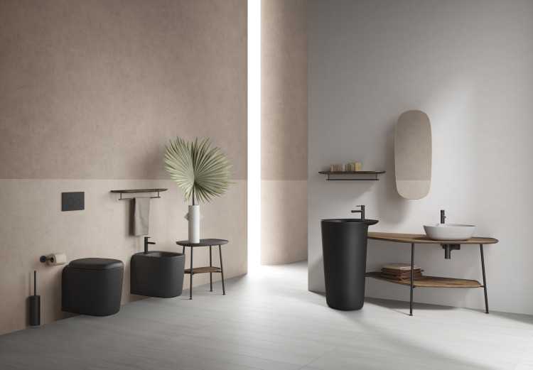 Подвесной безободковый унитаз Plural Rim-Ex, цвет Матовый Черный