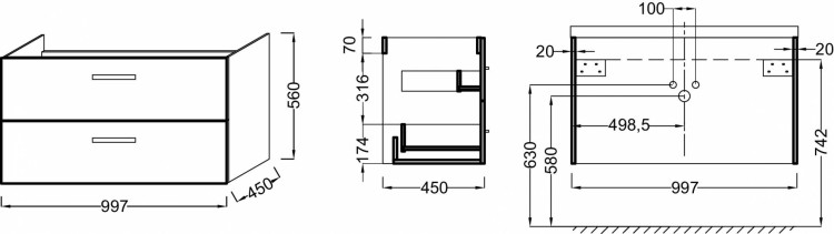 Мебель под раковину-столешницу, белый лак Jacob Delafon OLA EB392RU-J5