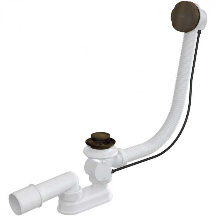 Сифон для ванны автомат комплект, бронза-антик Alcadrain A55ANTIC-RU-01
