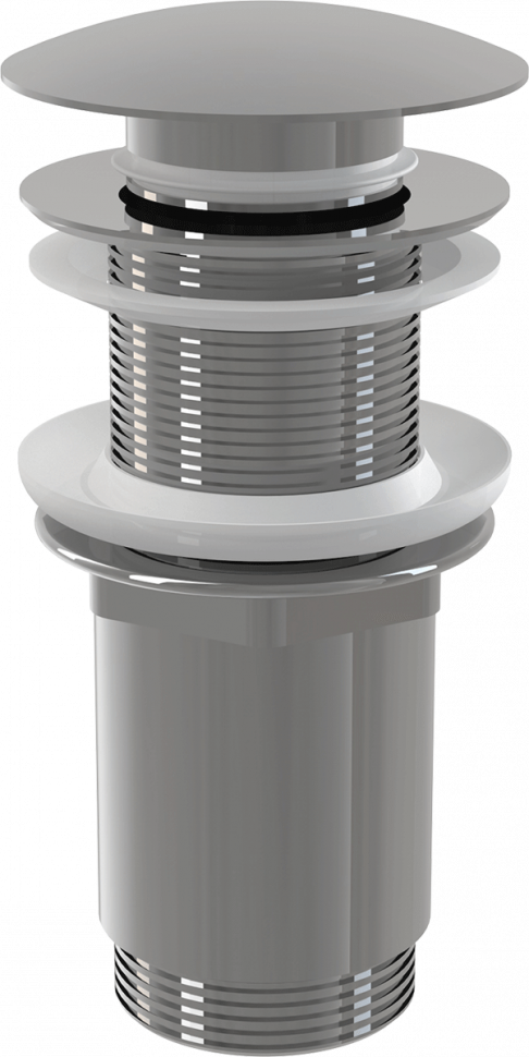 Донный клапан сифона для умывальника CLICK/CLACK 5/4&quot;, цельнометаллический с большой заглушкой, без перелива, для пластиковых и стеклянных умывальников Alcadrain A395