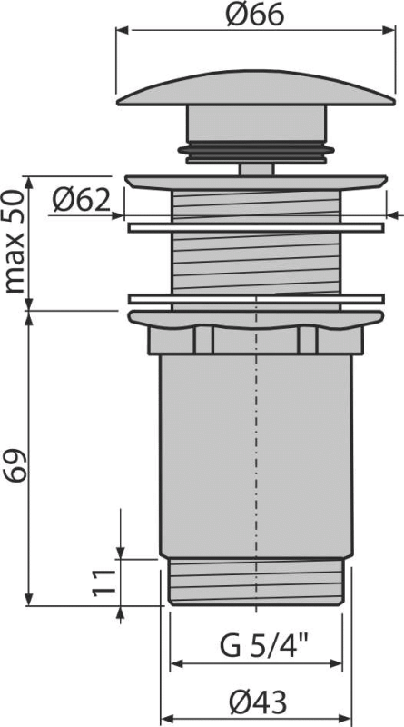 Донный клапан сифона для умывальника CLICK/CLACK 5/4