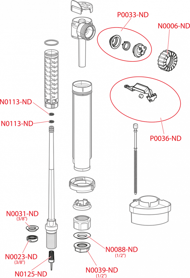 Впускной механизм с нижней подводкой и металлической резьбой Alcadrain A18 3/8