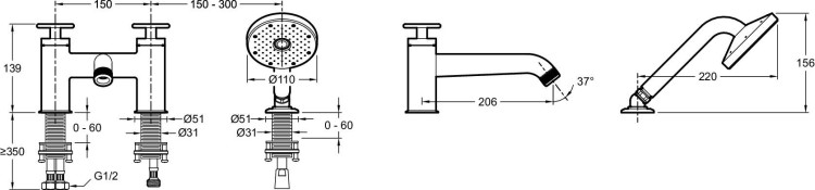 Смеситель для ванны/душа Jacob Delafon NOUVELLE VAGUE E78343-BLV