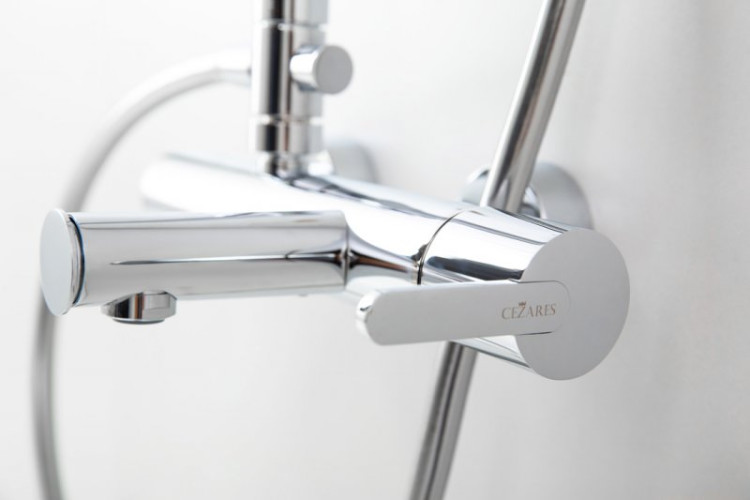Душевая стойка телескопическая, с изливом с верхним и ручным душем Cezares LEAF-CVDA-30-MM