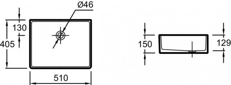 Раковина 51 х 40,5 см на столешницу, с фронтальной панелью, без перелива Jacob Delafon DELTAEVH001-00