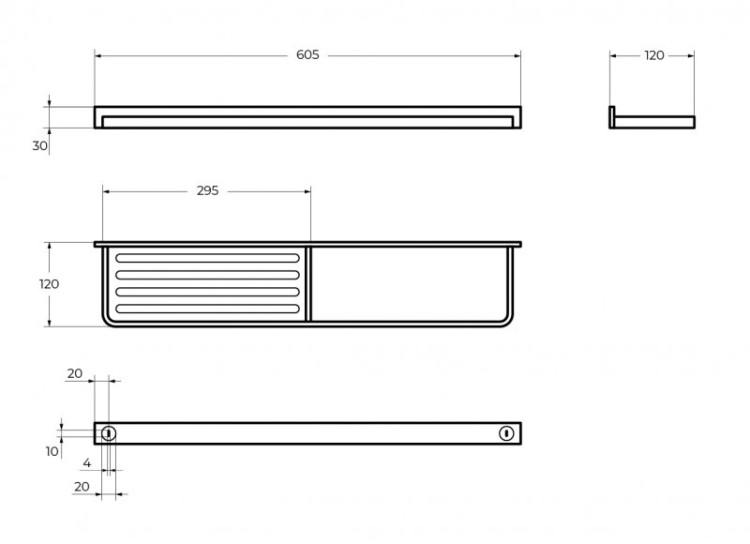 Полка с полотенцедержателем, 608х120 Cezares CZR-F-8916