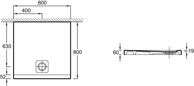 Ультратонкий квадратный душевой поддон 80 х 80 х 6 см Jacob Delafon ODEON UP N121K-00