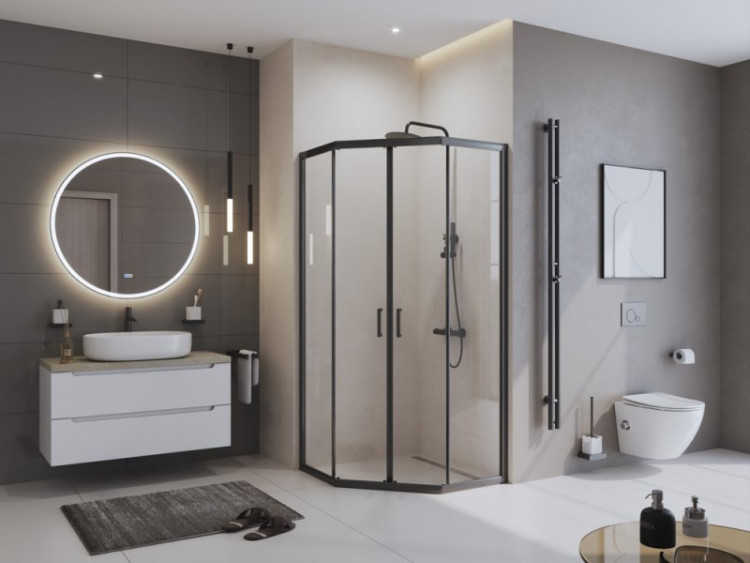 Душевой уголок BELBAGNO UNO-195-P-2 BelBagno UNO-195-P-2-90-C-NERO