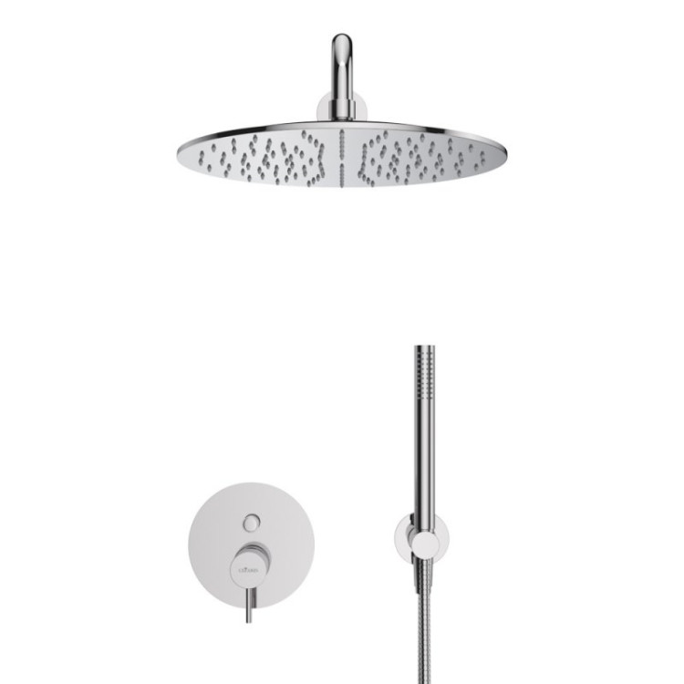 Душевая система с дивиатором для верхнего и ручного душа, верхний душ из стены 30 см Cezares LEAF-DSIP-30-L-NOP