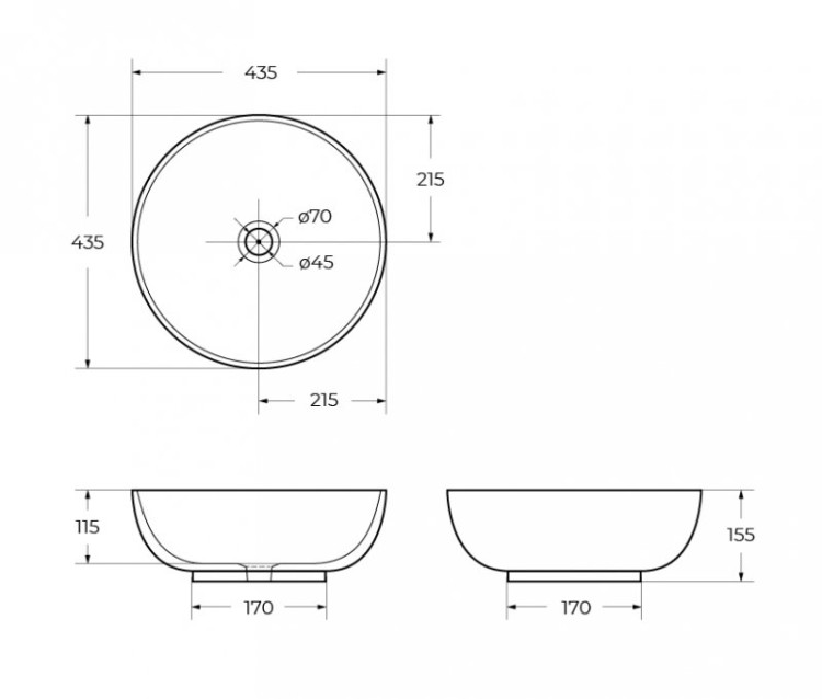 Раковина керамическая накладная Cezares CZR-NEW-43-LVB
