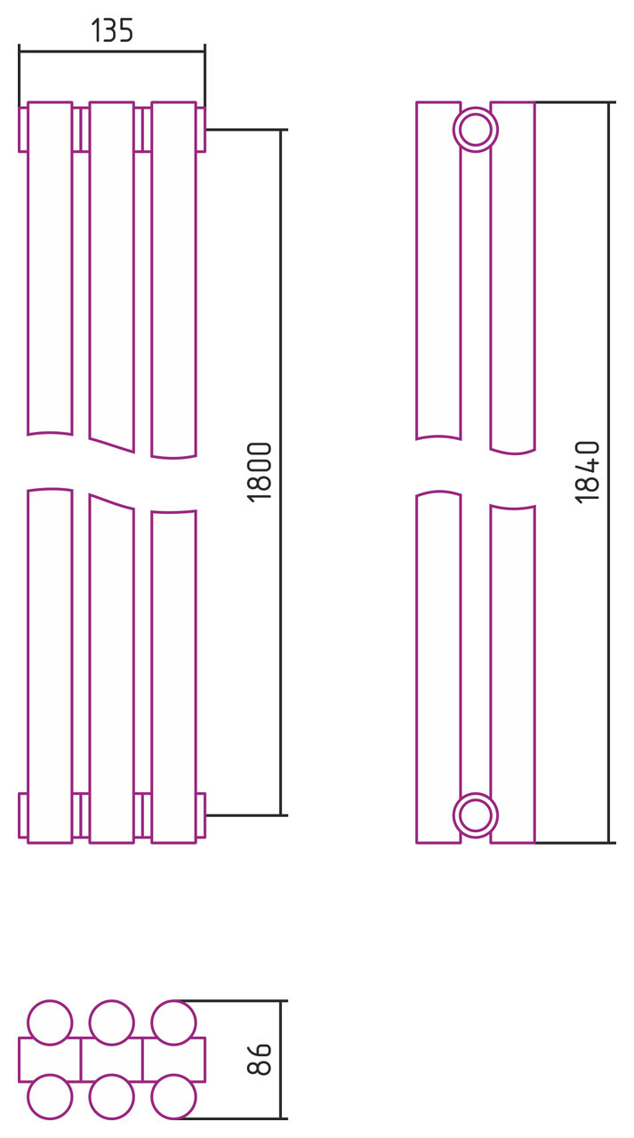 Отопительный радиатор Сунержа Эстет-11 1800х135 3 секции Белый