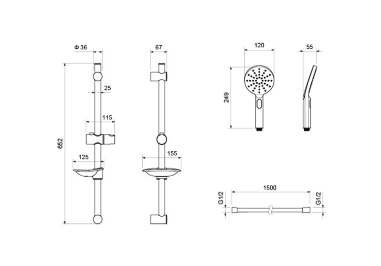 Душевой гарнитур 3jet 60 см Aquatek AQ2014CR ОБЕРОН