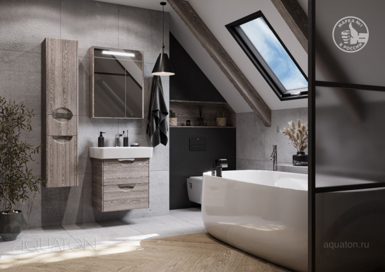 Шкаф - колонна AQUATON Сильва правый дуб фьорд 1A215603SIW6R