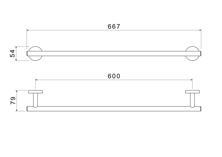 Полотенцедержатель 600 мм Aquatek матовый черный AQ4214MB Оберон