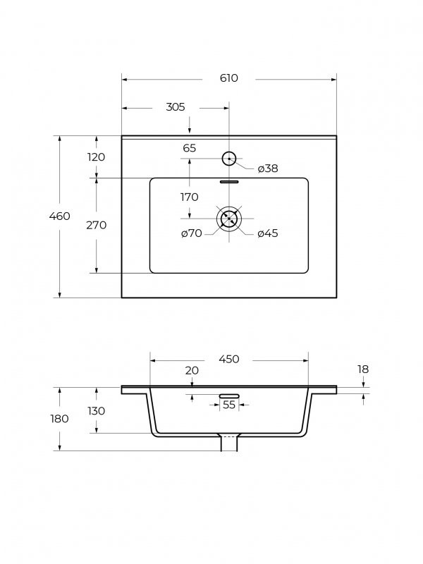 Керамическая раковина 61x46x18 Cezares 50202