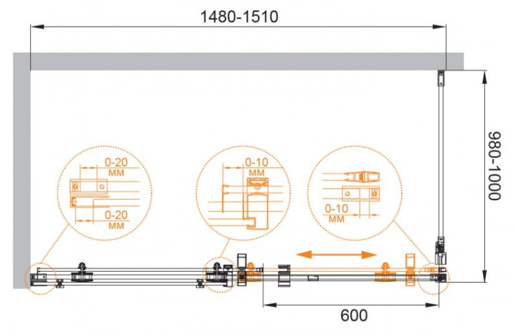 Душевой уголок STYLUS-O-M-AH-1 Cezares STYLUS-O-M-AH-1-140/90-C-Cr