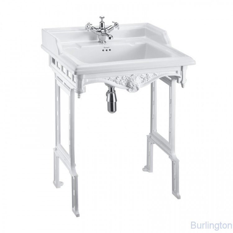 Классическая раковина на 1 или 2 отверстия, с подстольем из белого алюминия