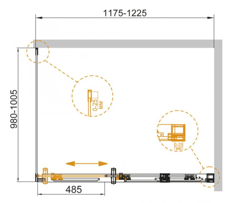 Душевой уголок DUET-SOFT-AH-1 Cezares DUET SOFT-AH-1-120/100-C-Cr