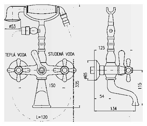 Смеситель для ванны Rav Slezak Morava retro MK360.5/2SM