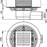 Сливной трап 105×105/50 мм боковой сток, решетка из нержавеющей стали, гидрозатвор мокрый Alcadrain APV103