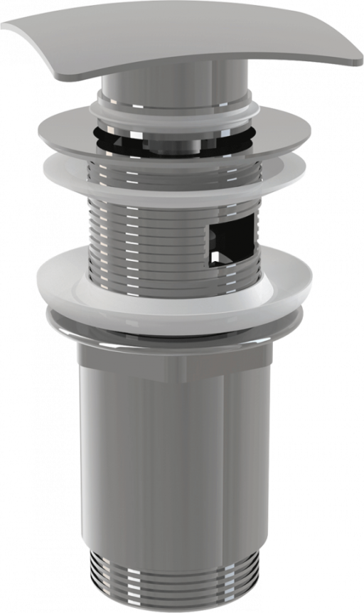 Донный клапан сифона для умывальника CLICK/CLACK 5/4&quot;, цельнометаллический с переливом и квадратной заглушкой Alcadrain A393