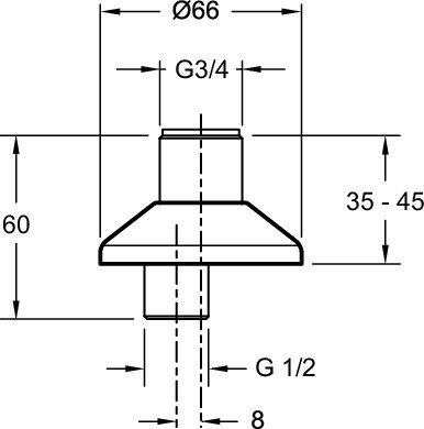 Комплект из двух настенных крепежей (G 1/2 и G 3/4) Jacob Delafon ОБЩАЯ КАТЕГОРИЯ E75414-CP