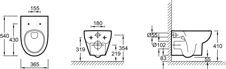 Подвесной унитаз 54 х 36,5 см Jacob Delafon ODEON UP E4764-00