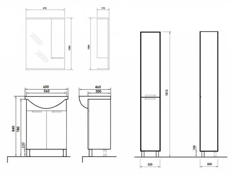 Зеркальный шкаф Orange Глория 60 с подсветкой